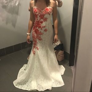 White and Pink Prom Dress.